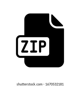 Computer file, zip archive symbol. Black icon on white background
