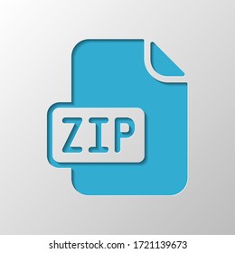 Archivo de equipo, símbolo de archivo zip. Diseño de papel. Símbolo recortado con sombra