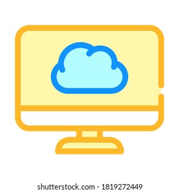 computer files cloud storage color icon vector. computer files cloud storage sign. isolated symbol illustration