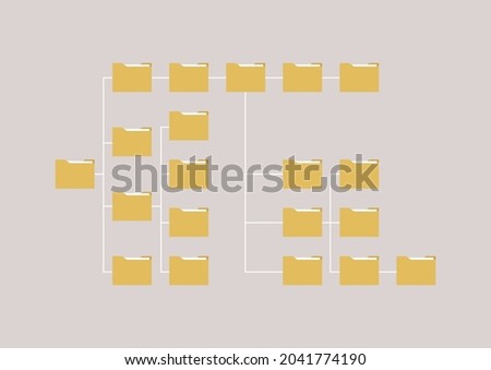Computer files directory, folders organised in a system of storage