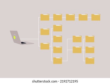 Computer Files Directory, Folders Organized In A System Of Storage