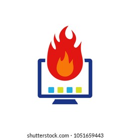 Computer Fire Logo Icon Design