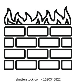 Computer firewall icon. Outline computer firewall vector icon for web design isolated on white background