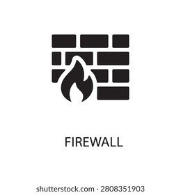 Computer firewall security icon with firewall cybersecurity security internet protection computer technology software information connection blocking infrastructure hardware