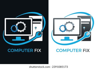 computer fix, computer repairing - logo, icon
