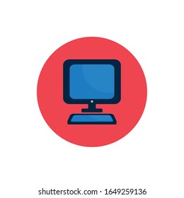 Computer flat block style icon design, Digital technology communication social media internet web and screen theme Vector illustration