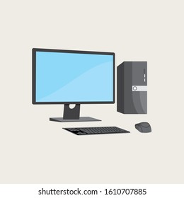 Computer flat icon in black on white, vector illustration