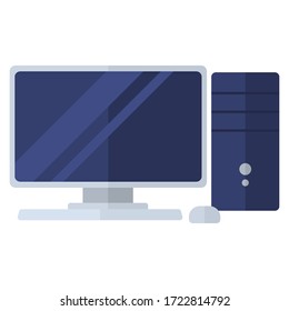 Computer flat icon. Colorful illustration of personal computer. Vector.