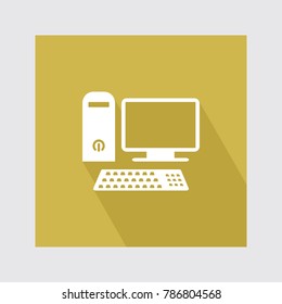 computer flat icon with long shadow