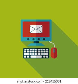 Computer flat icon with long shadow,eps10