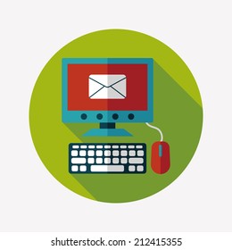 Computer flat icon with long shadow,eps10