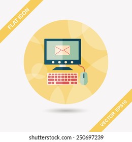 Computer flat icon with long shadow,eps10