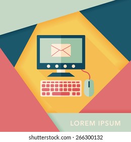 Computer flat icon with long shadow,eps10