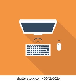  Computer flat icon. Modern flat icon with long shadow effect in stylish colors.  EPS 10.