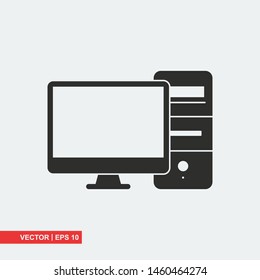 Computer flat icon on white background, vector illustration