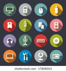 Computer flat icons set