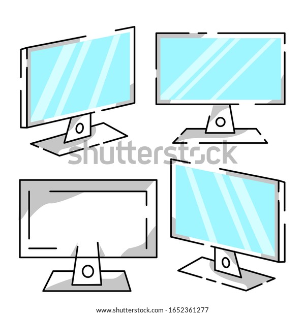 Computer flat\
illustration. line art logo\
design