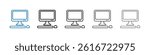 Computer flat and liner vector icons set