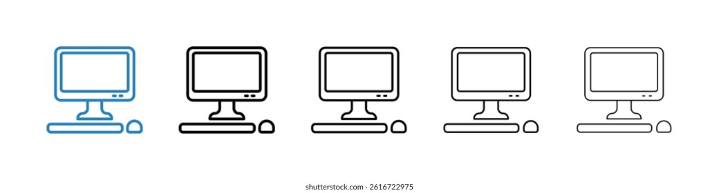 Computer flat and liner vector icons set