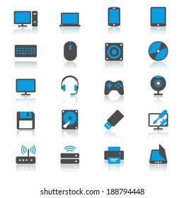Computer flat with reflection icons