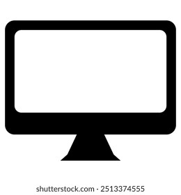 Computer flat screen monitor on isolated white background. Computer monitor icon vector. Computer display on transparent background. Tv icon.