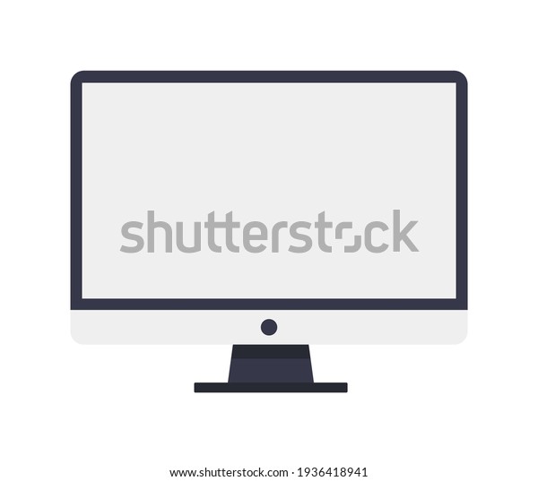 Computer flat screen monitor on isolated white\
background. Vector stock illustration. Electronic equipment for\
work. Monitor icon.