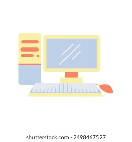 Computer flat style vector illustration with isolated white background. vector stock illustrations. Electronic equipment for work. Computer icon.