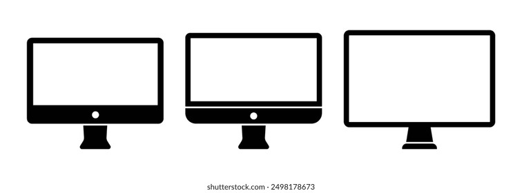 Computer flat vector icon set