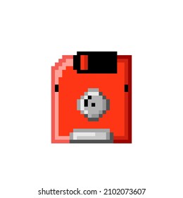 Computer floppy illustration pixel art style, computing icon