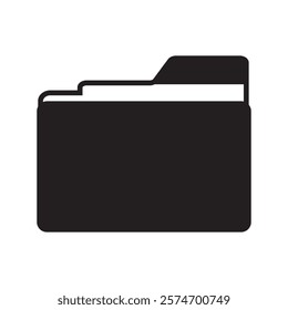 Computer folder file icon black and background white design eps 10 