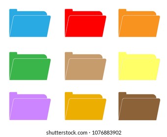 computer folder icon on white background. folder sign. flat style. colorful folder icon set.