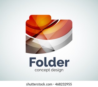 Computer folder logo template, abstract elegant glossy business icon