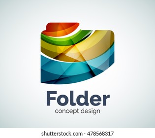 Computer folder logo template, abstract elegant glossy business icon