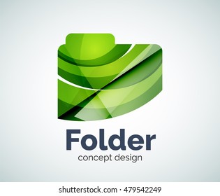 Computer folder logo template, abstract elegant glossy business icon