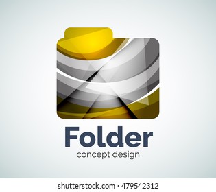 Computer folder logo template, abstract elegant glossy business icon