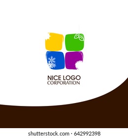 Computer folder logo template, abstract elegant glossy business icon. logo on all seasons. Weather conditions.