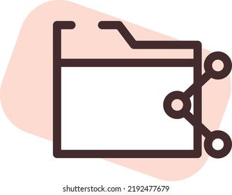 Computer folder share, illustration, vector on a white background.