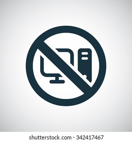 computer forbidden icon, on white background