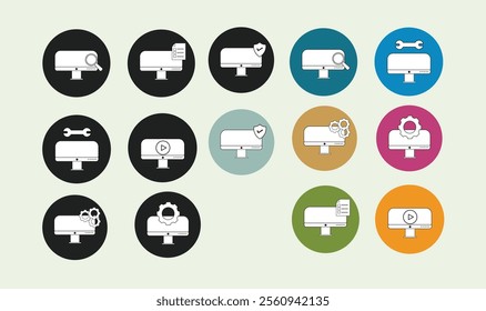 Computer Function design Vector Icon Set for use.