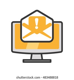 Computer gadget with envelope icon. Technology device and media theme. Isolated design. Vector illustration
