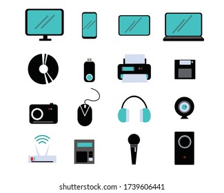 Computer and Gadget icons set on white background.