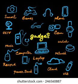 Computer gadgets icons set cartoon vector