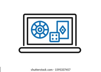 Computer game icon vector isolated blue version
