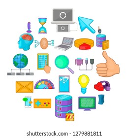 Computer game icons set. Cartoon set of 25 computer game vector icons for web isolated on white background