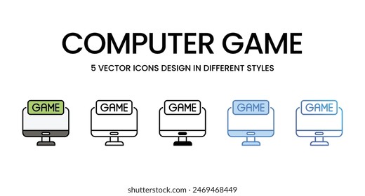 Computer Game icons vector set stock illustration.