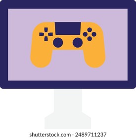 Computer Game Online Icon Vector Flat Illustration