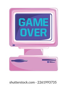 computer game over retro style icon isolated