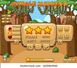 Computer game template with many trees in background illustration