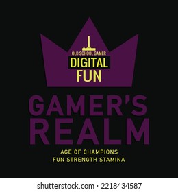 Computer game typography. T shirt graphics. print. vector
