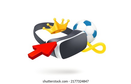 Сhoice a computer game with VR concept. 3d vector icon 